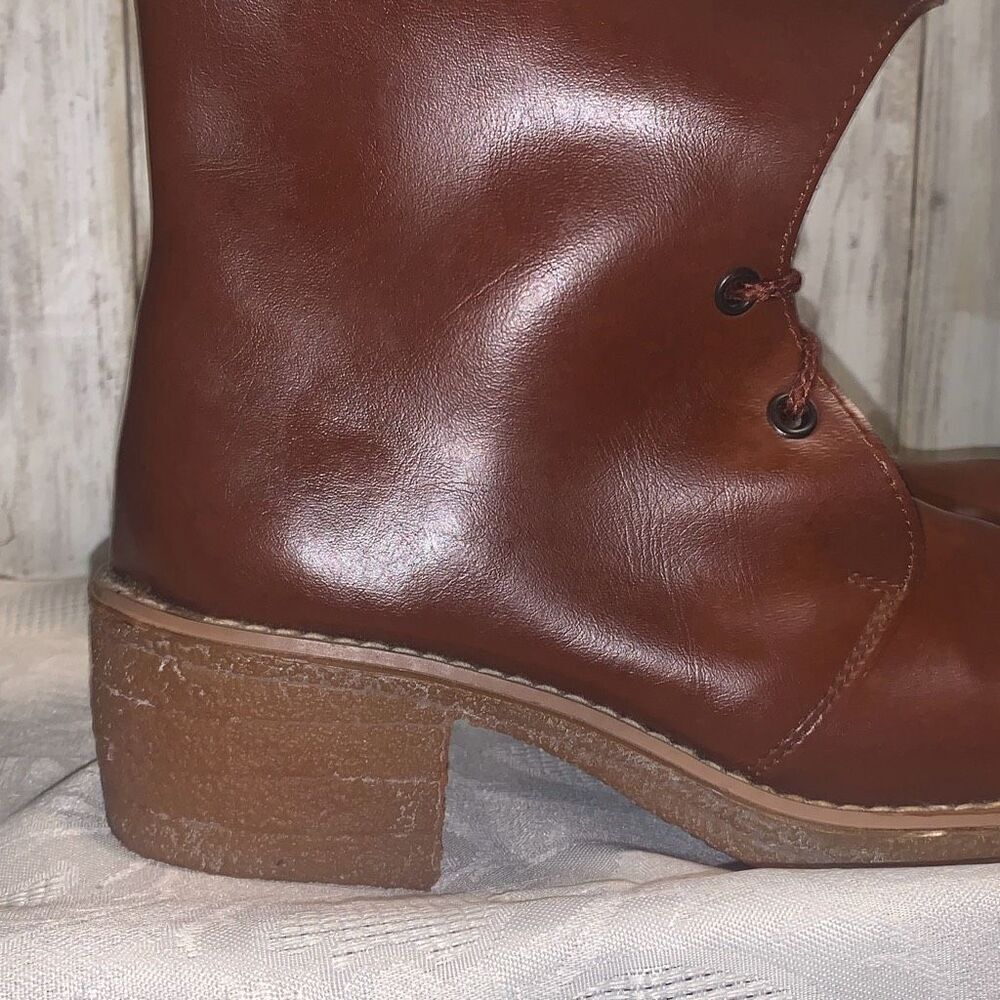 NWOT Vintage Sears Cognac Brown Shearling Boots Women’s Size 8.5‎ B - Picture 5 of 15